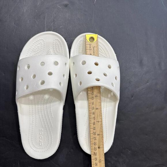 Crocs Iconic Classic Comfort Waterproof White One Strap Sandal Slides Shoe W7 M5 - Picture 4 of 11